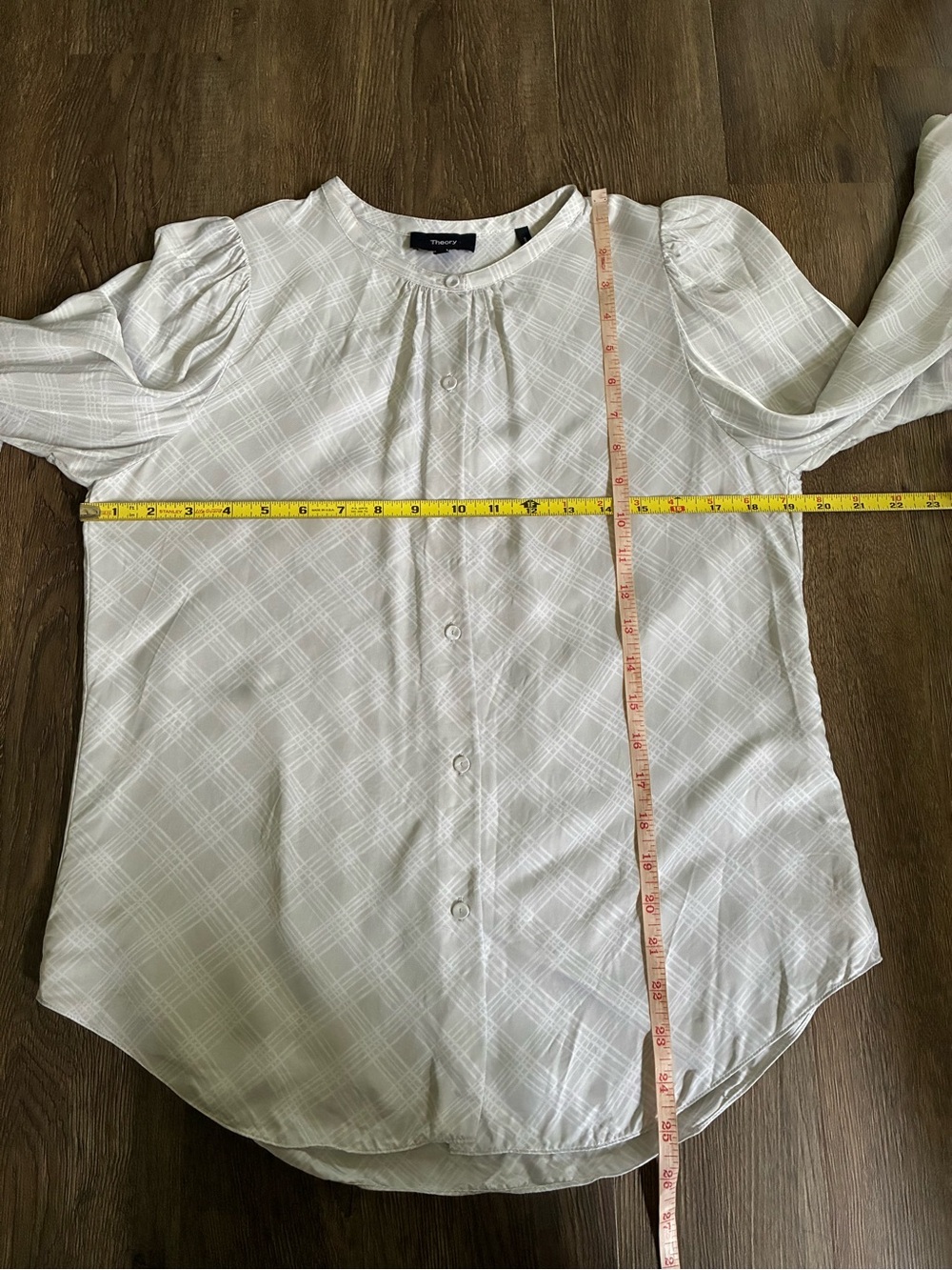 Theory Ruched Blouse in Spring Check - Picture 4 of 5